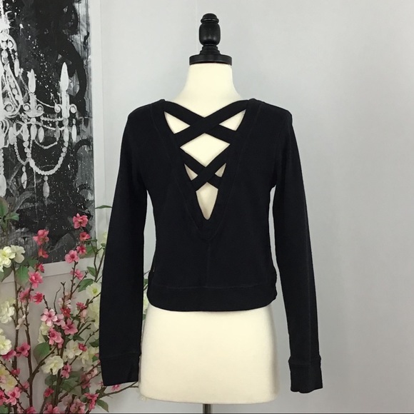 Lucy Tops - Lucy Strappy Cut-Out Back Cropped Sweatshirt